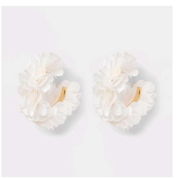 a new day Jewelry - White Floral Hoop Earrings